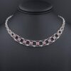 Vintage 14k White Gold Diamond Ruby Necklace 16" Collar Floral 3ctw, view 1
