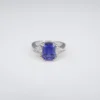 Tanzanite Diamond Cocktail Ring 14k White Gold 3-Stone 3ct Band Size 6, view 7