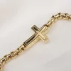 David Yurman 18k Diamond Cross Station Bracelet Yellow Gold 9" 5mm, view 6