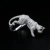 Vintage 18k Panthere De Cartier Diamond Emerald Onyx Walking Panther Ring, view 9
