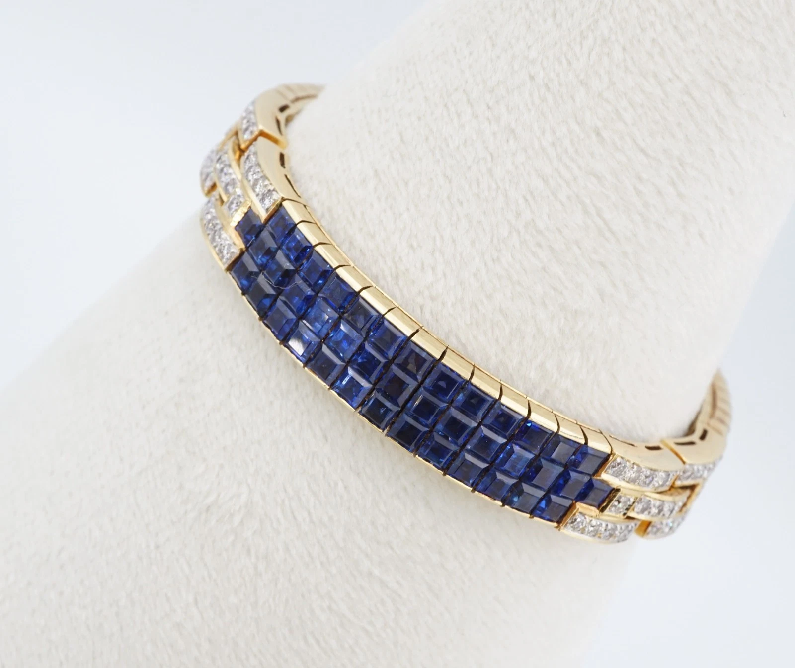 Craig Drake 18k 25cttw Natural Sapphire & Diamond Bracelet Yellow Gold 7", view 6