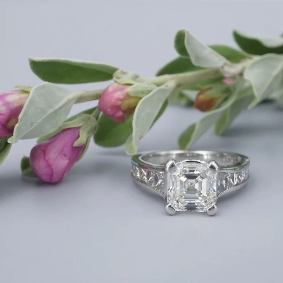 Platinum Asscher Diamond Engagement Ring 2.07 ct H IF GIA Flawless, view 4