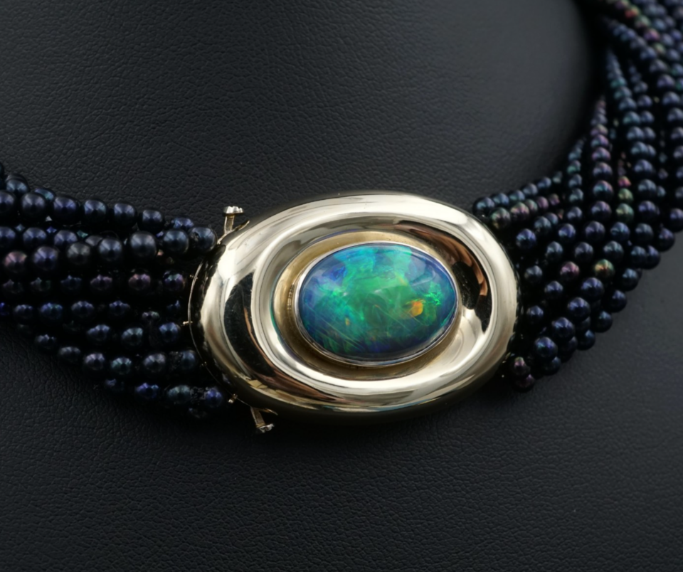 Rare 18k 1980 Paloma Picasso 7ct Black Opal Torsade Necklace Tiffany Co NG1760