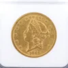 1866-S Double Eagle Gold $20 Dollar Coin NGC AU58 Motto, view 1