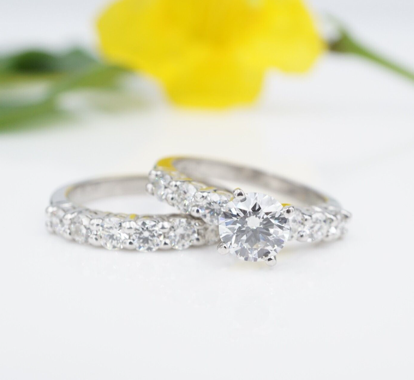 Platinum Diamond Engagement Ring Bridal Set E VS1 2.75 ct Size 7 AGS Cert, view 13