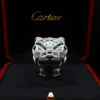Cartier Panthère de Cartier 18k White Gold Diamond Ring Size 65 w/ Box, view 11