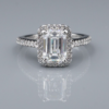 1.7ct Emerald Cut Diamond Halo Engagement Ring Size 5 Platinum D VS2 GIA, view 1