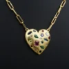 Designer Lauren K 18k Yellow Gold Heart Cluster Gem Pendant Necklace 18", view 4