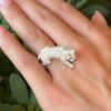 Vintage 18k Panthere De Cartier Diamond Emerald Onyx Walking Panther Ring shown worn