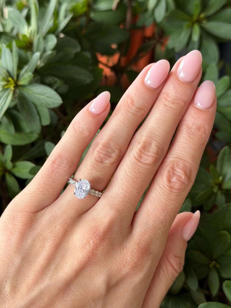 18k Oval Cut Diamond Solitaire Engagement Ring GIA D SI1 1.5ct Center shown worn