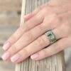 Vintage Apple Green Jade and Diamond 14k Gold Wide Band Ring Size 5.5 shown worn