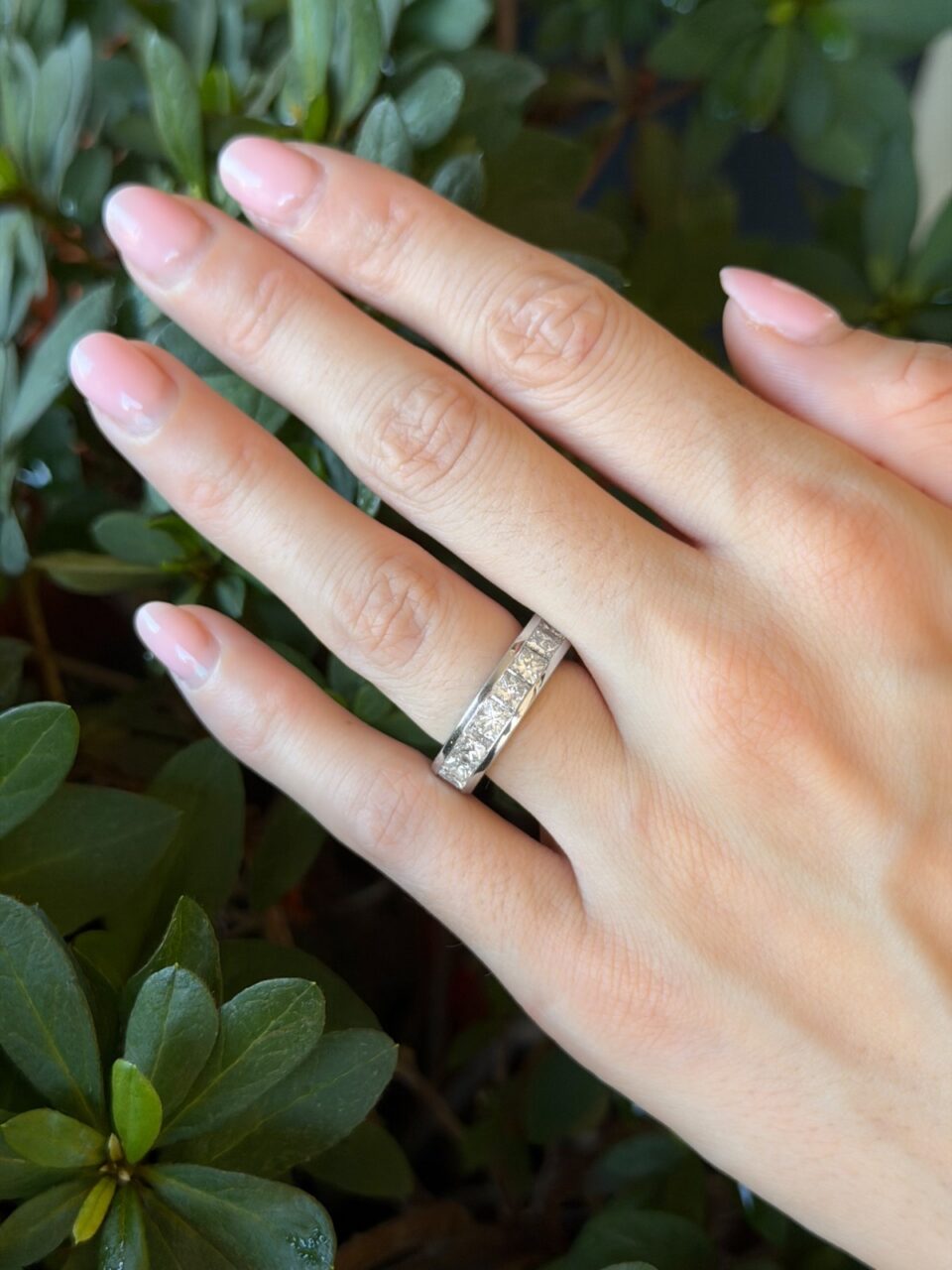 7ct Natural Diamond Eternity Band Platinum Ring Size 5.5 Chunky 6mm shown worn