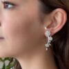 Van Cleef Arpels Folie de Pres Flower Diamond Earrings 18k 2" w/ Box shown worn