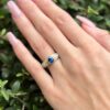 Vintage 18k Yellow Gold 2ct Oval Sapphire Pave Diamond Ring Size 6.75, view 3