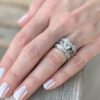 14k White Gold 3.8 ctw Diamond Engagement Ring Bridal Set Sz 6 Euro Shank shown worn