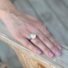 Vintage Mabe Pearl Diamond Ring Platinum Size 6.75 15 mm shown worn