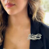 Diamond Ribbon Brooch 18k White Gold 9 carat 3" Luxe shown worn