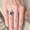 Vintage Platinum 2ct Natural Ceylon Sapphire Diamond Ring Set Size 8 shown worn
