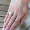 Vintage Mabe Pearl Diamond Ring Platinum Size 6.75 15 mm, view 3
