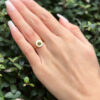 14k Gold Orange Diamond with White Enamel Halo Ring Sz 6.5 Circle Modern shown worn