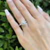 Oval Diamond Halo Engagement Ring 18k White Gold 1.4 ctw Size 6 shown worn