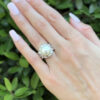 Vintage 18k Diamond Pearl Cocktail Ring Size 7.75 White Gold 11.5 mm shown worn, view 3
