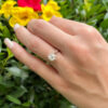 18k White Gold Natural Diamond Engagement Ring Sz 6.5 French Mid Century shown worn