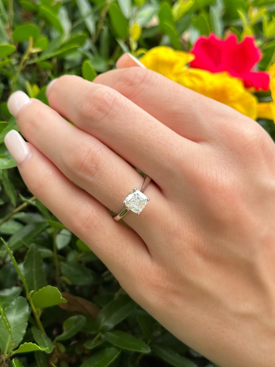 Cushion Diamond Engagement Ring Solitaire 14k 1.72ct J VS2 GIA Sz 5.75 shown worn