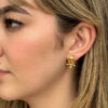 18k Ilene Schwartz Earrings Leopard Druzy Quartz Topaz Dangle Yellow Gold shown worn