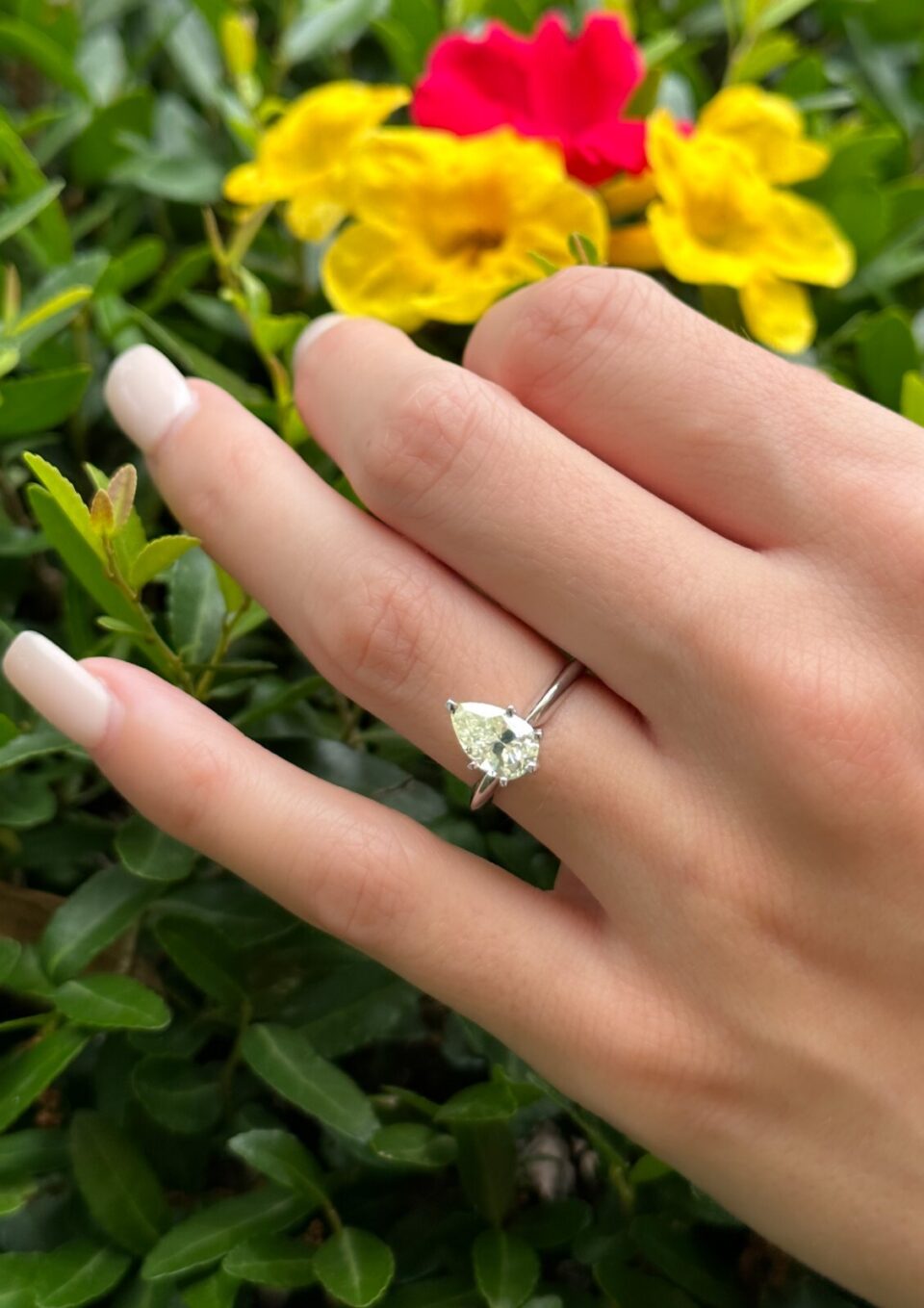 14k Green Yellow Diamond Engagement Ring GIA Fancy 1.5ct Sz 6 Solitaire shown worn