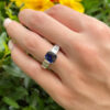 Burma Sapphire Diamond Ring GIA Platinum Engagement Cocktail Sz 7 shown worn