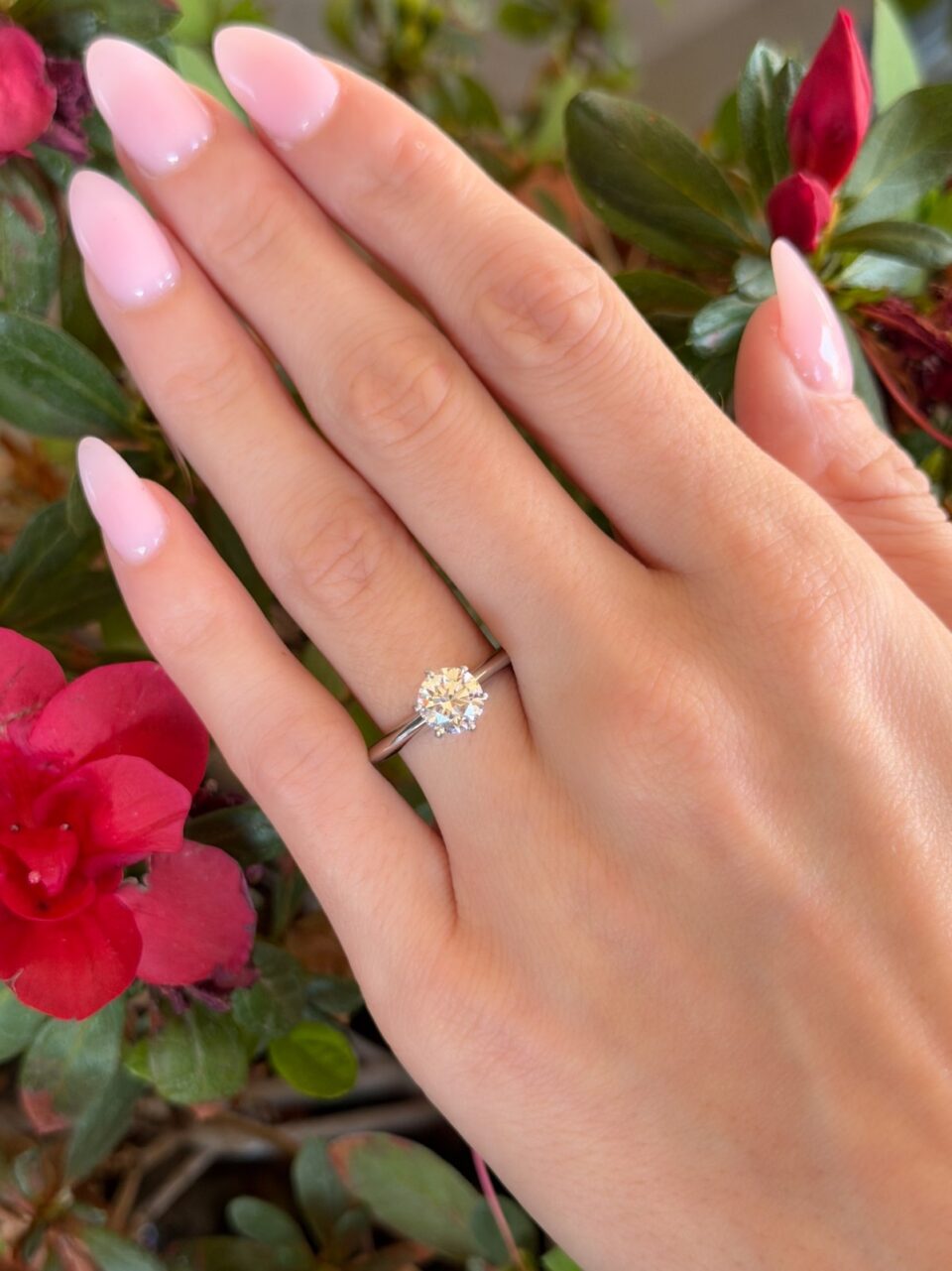 Tiffany & Co Diamond Engagement Ring Platinum 1.34ct H VVS2 Size 8.25 shown worn