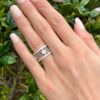 14k Diamond Wide Band Ring Filigree Scroll Size 8 Designer shown worn, view 3