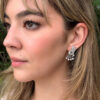 Vintage Diamond Spray Earrings 18k White Gold Old Mine Rose Cut Tremblant shown worn