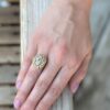 Vintage 18k Yellow Gold 4ct Pave Diamond Dome Ring Size 7.25 Adjustable shown worn