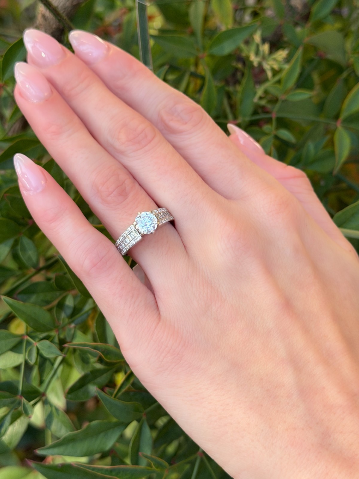 14k Diamond Engagement Ring White Gold 2 ctw Size 6.75 shown worn
