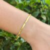 18k Diamond Bezel Station Bangle Bracelet Gold 8" Hammer Textured shown worn