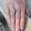 Vintage 18k Yellow Gold 4ct Pave Diamond Dome Ring Size 7.25 Adjustable, view 3