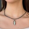 Antique 18k Opal Diamond Ruby Pendant Yellow Gold Fitted Box shown worn