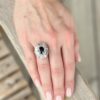 Vintage Sapphire Diamond Ballerina Ring 14k White Gold 7ct Halo Blue Sz 9 shown worn