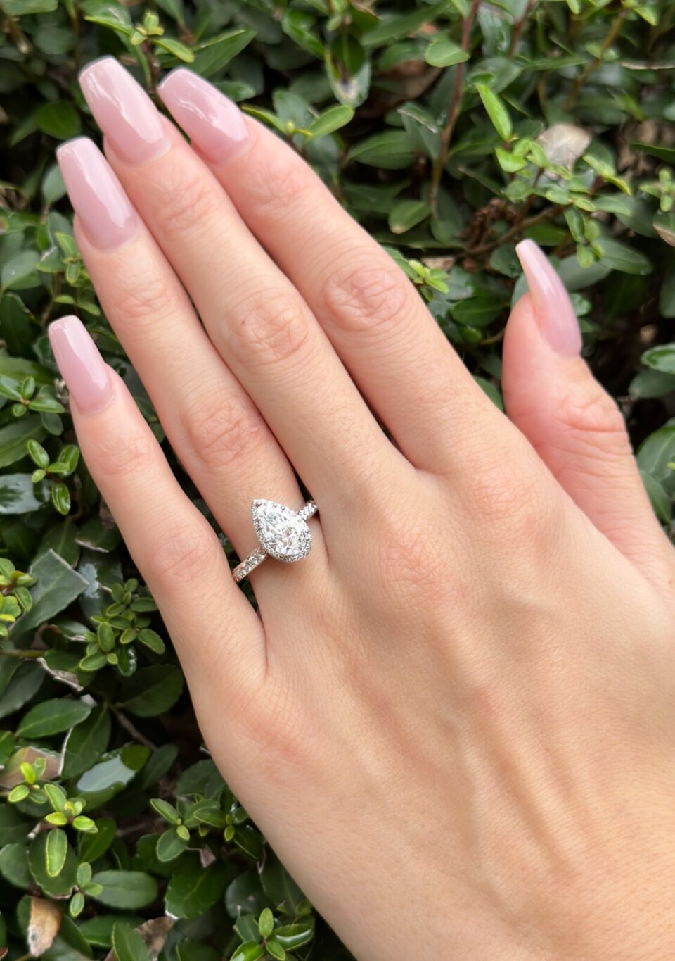 Tacori 1.5ct Pear Diamond Halo Engagement Ring GIA D SI1 Platinum Sz-6 shown worn