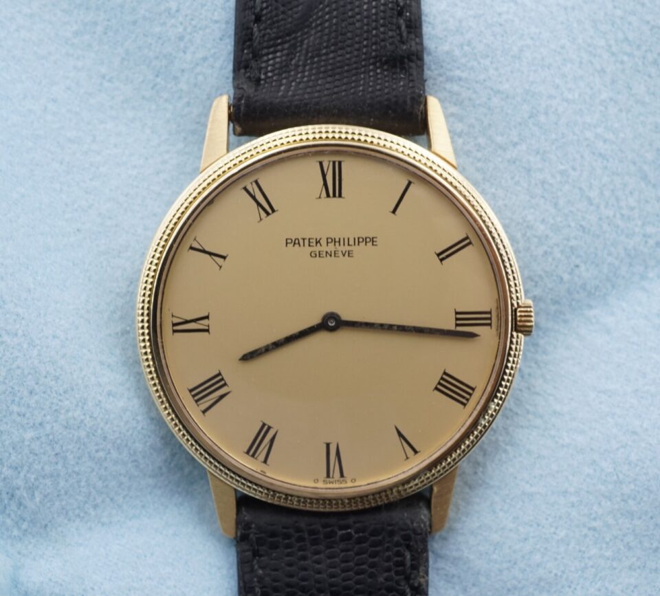 18k Yellow Gold Patek Philippe Calatrava Watch Automatic 35mm 3590 Papers shown worn