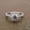 14k White Gold 1.01 carat Diamond Engagement Ring Halo J SI2 Size 6.5 GIA shown worn, view 3