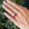Ruby Eternity Band Stacker Ring 8.7ctw Emerald Platinum Size 6.5 Wide shown worn
