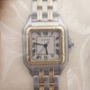 Serviced Cartier Panthere Medium Two Row Ladies Watch 18k 27mm Sealed shown worn