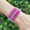 Cathy Waterman Platinum 7-Strand Floral Diamond Ruby Bead Bracelet 6.25" shown worn