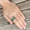 2 carat Diamond Tsavorite Garnet Ring Pave 18k White Gold Size 8.25 shown worn