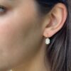 Antique Cushion Cut Diamond Earrings 4.2 carat 18k Gold Platinum 3/4" shown worn