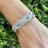 Antique Art Deco Diamond Bracelet Platinum 14 carat Emerald 7.25" shown worn
