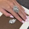 Andrew Grima Platinum 8.25 cttw Pave Diamond Cluster Ring Size 9 GIA shown worn